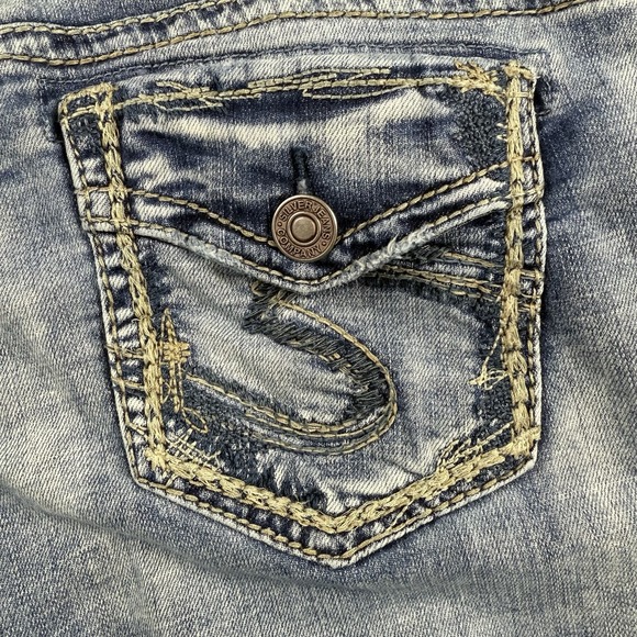 Silver Jeans Womens 32 Suki Mid Bootcut Blue Flap Pocket Y2K Stretch Denim - Picture 5 of 13
